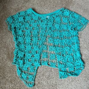 Blue Floral Cover-Up T-Shirt, Size XS